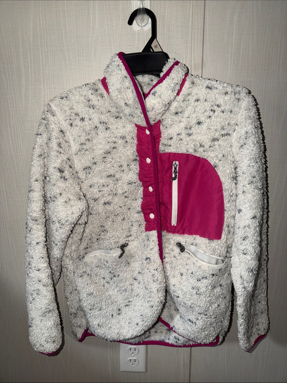 Cozy Fuzzy Jacket with Pink Accent